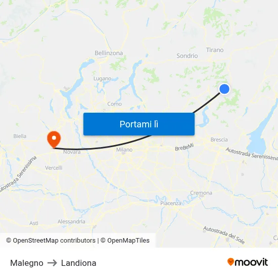 Malegno to Landiona map