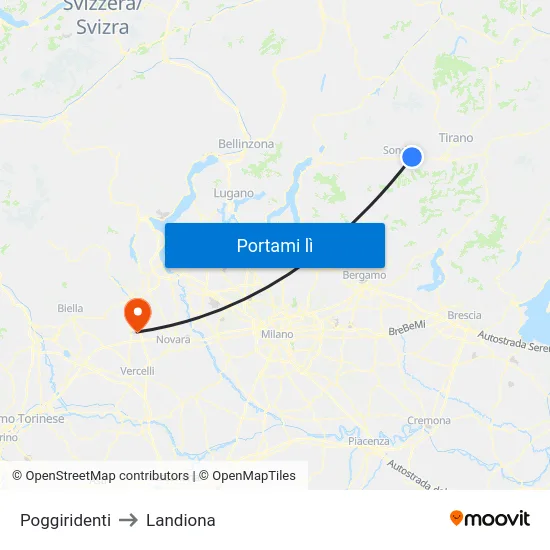 Poggiridenti to Landiona map