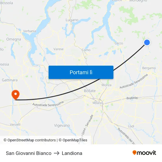 San Giovanni Bianco to Landiona map