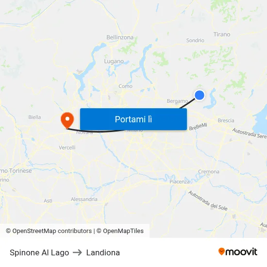 Spinone Al Lago to Landiona map