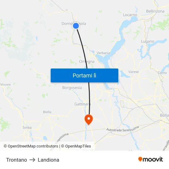 Trontano to Landiona map