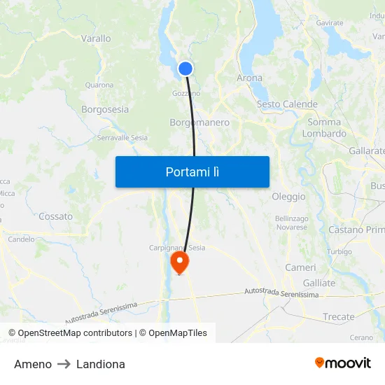 Ameno to Landiona map