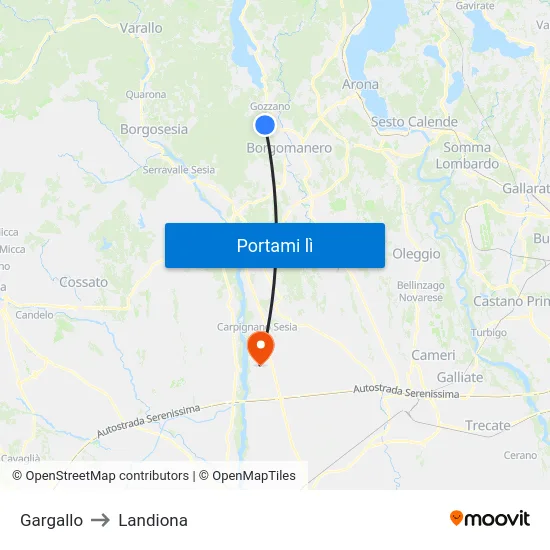 Gargallo to Landiona map