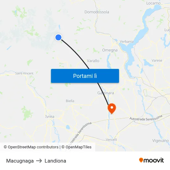 Macugnaga to Landiona map