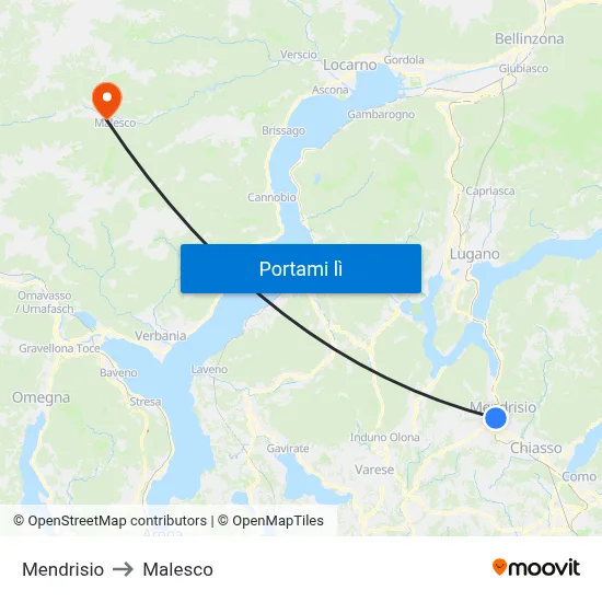 Mendrisio to Malesco map