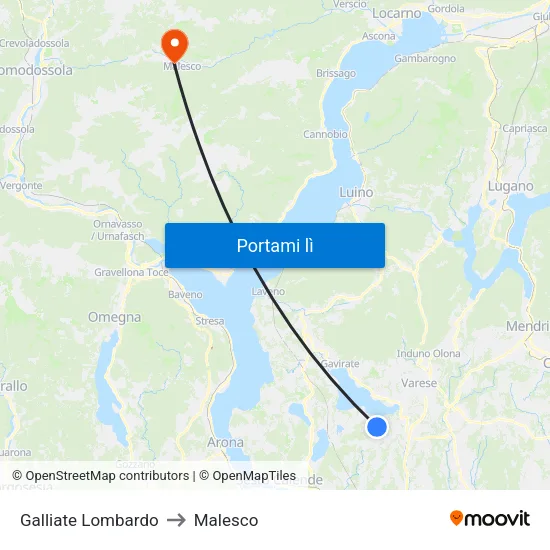 Galliate Lombardo to Malesco map