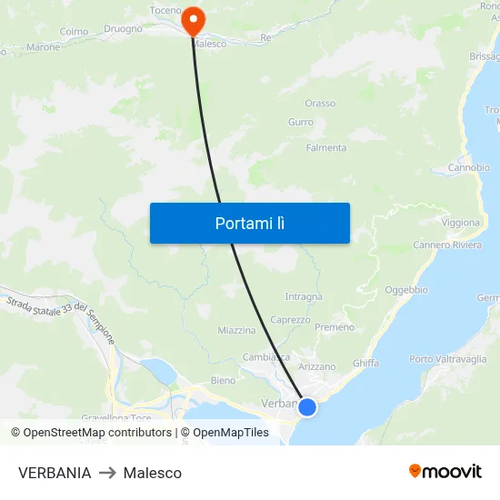VERBANIA to Malesco map
