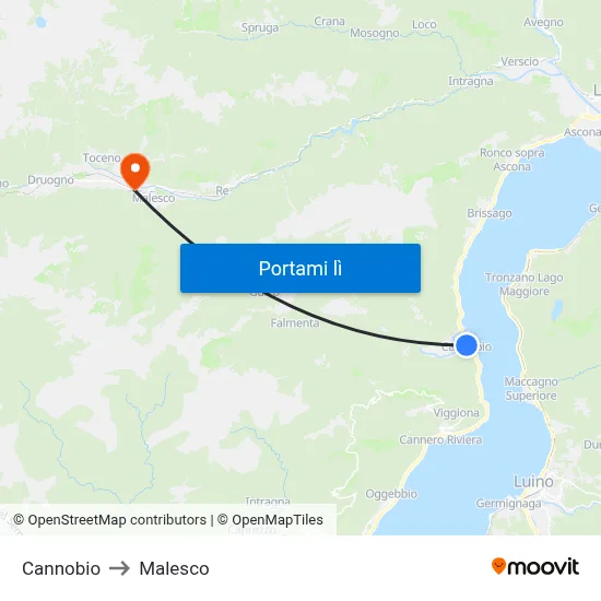 Cannobio to Malesco map