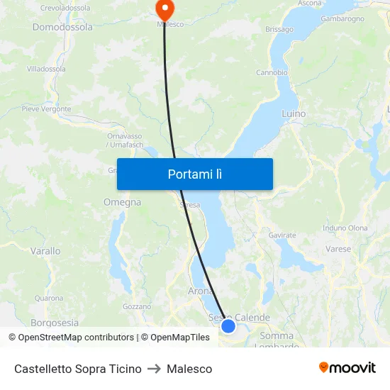 Castelletto Sopra Ticino to Malesco map
