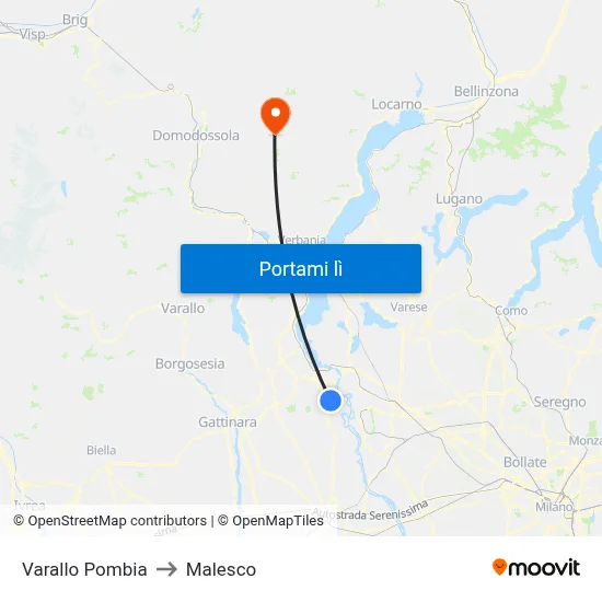 Varallo Pombia to Malesco map