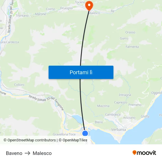 Baveno to Malesco map