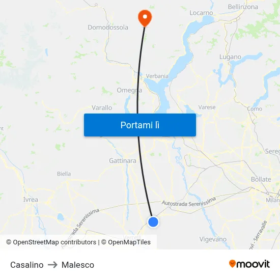 Casalino to Malesco map