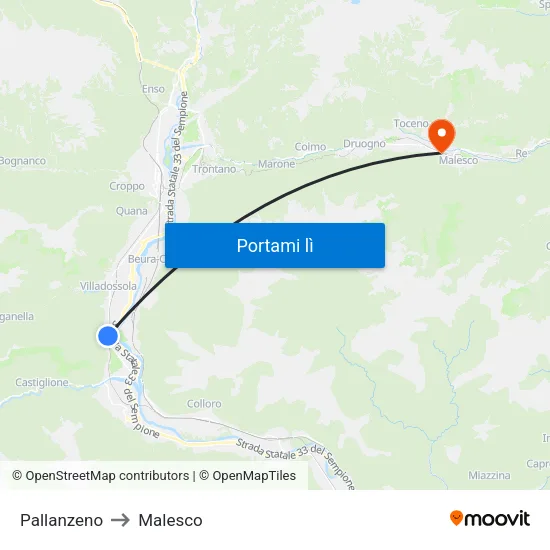Pallanzeno to Malesco map