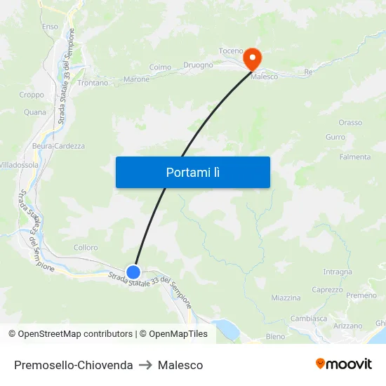 Premosello-Chiovenda to Malesco map