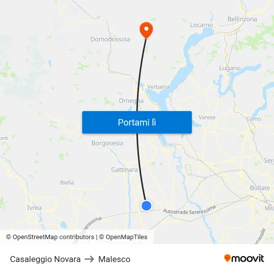 Casaleggio Novara to Malesco map