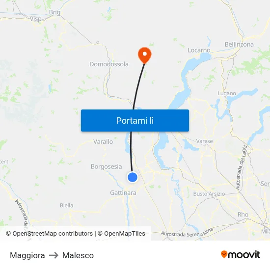 Maggiora to Malesco map