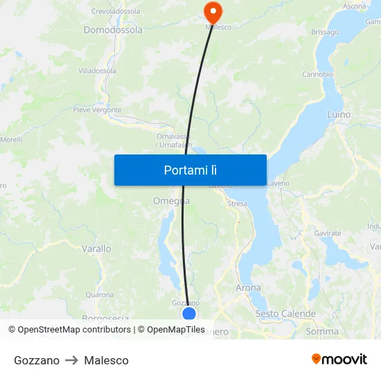 Gozzano to Malesco map