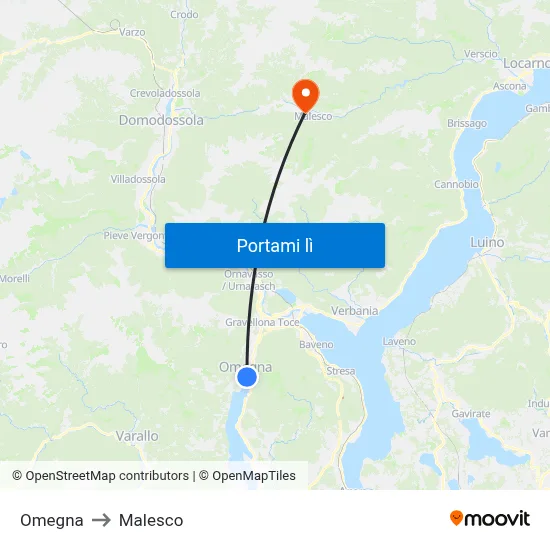 Omegna to Malesco map