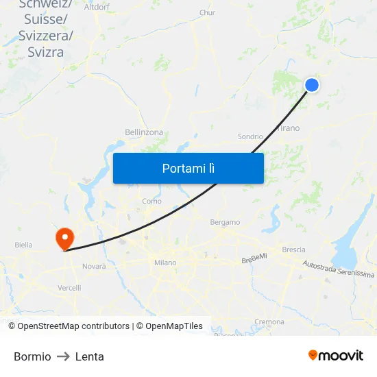 Bormio to Lenta map