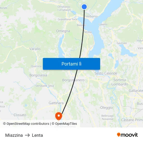 Miazzina to Lenta map