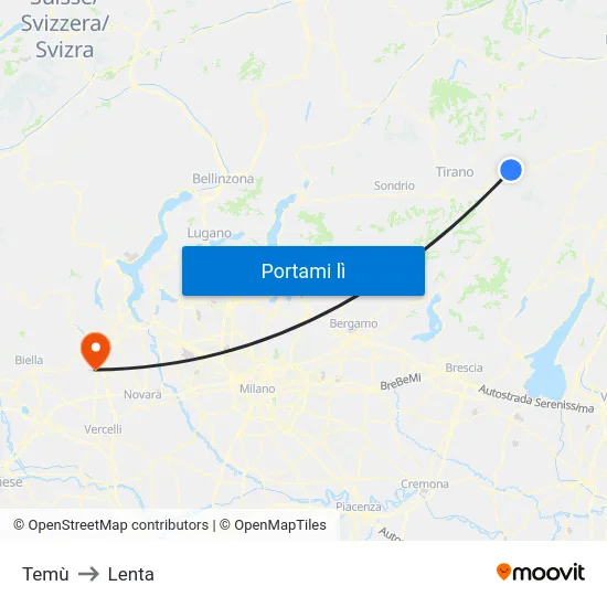 Temù to Lenta map