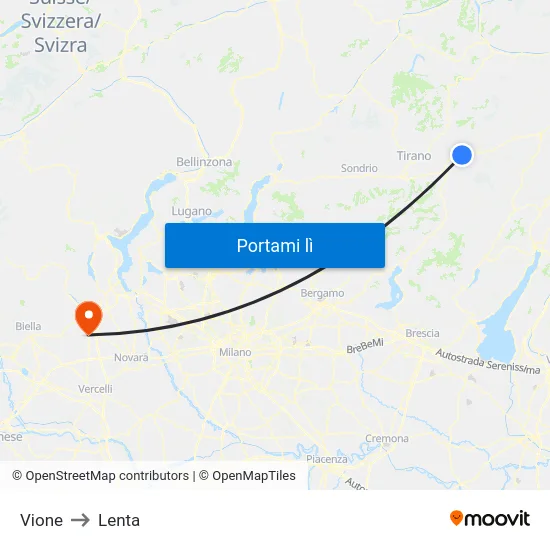 Vione to Lenta map