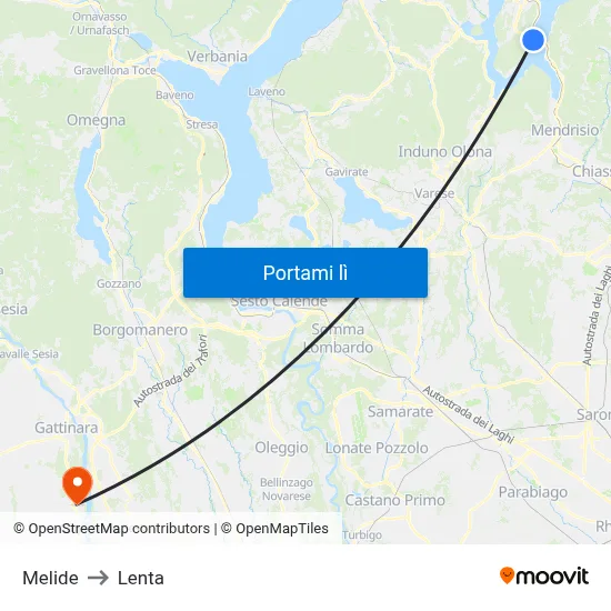 Melide to Lenta map