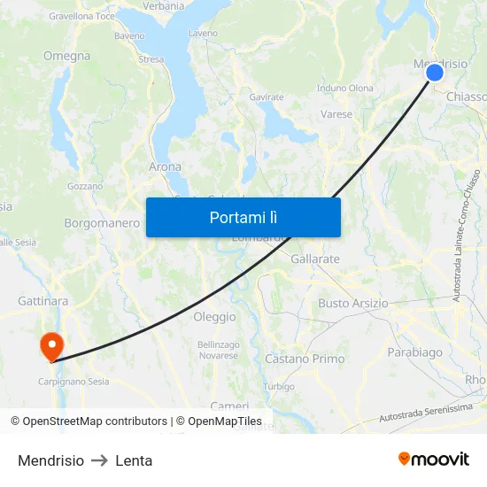 Mendrisio to Lenta map