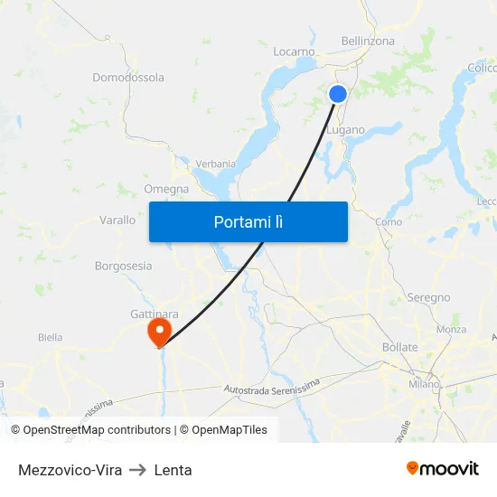 Mezzovico-Vira to Lenta map