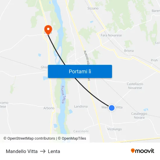 Mandello Vitta to Lenta map