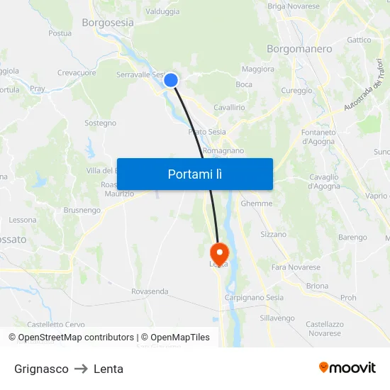 Grignasco to Lenta map