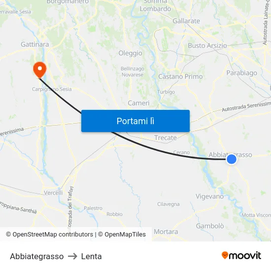 Abbiategrasso to Lenta map