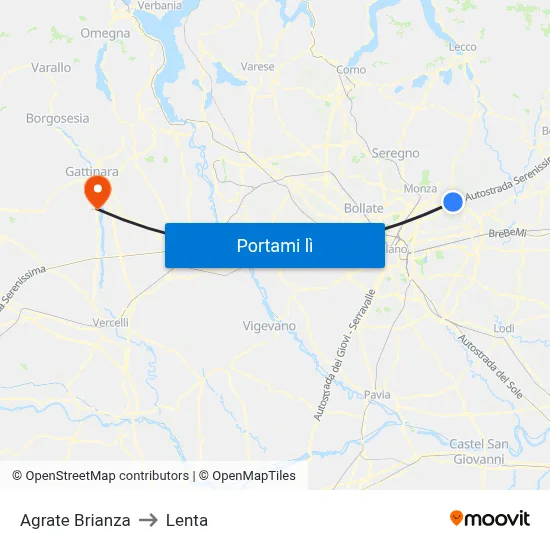 Agrate Brianza to Lenta map