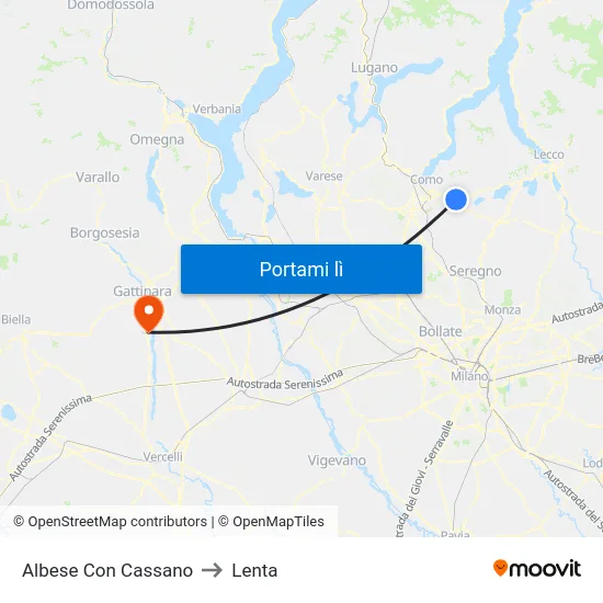 Albese Con Cassano to Lenta map