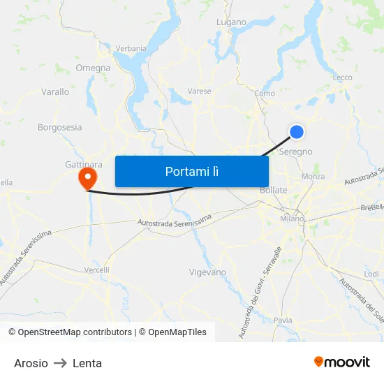 Arosio to Lenta map