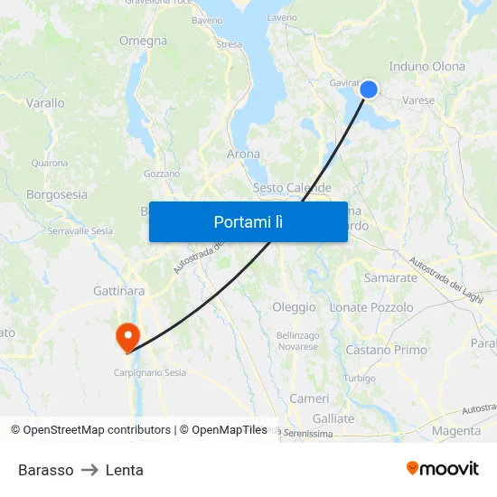 Barasso to Lenta map