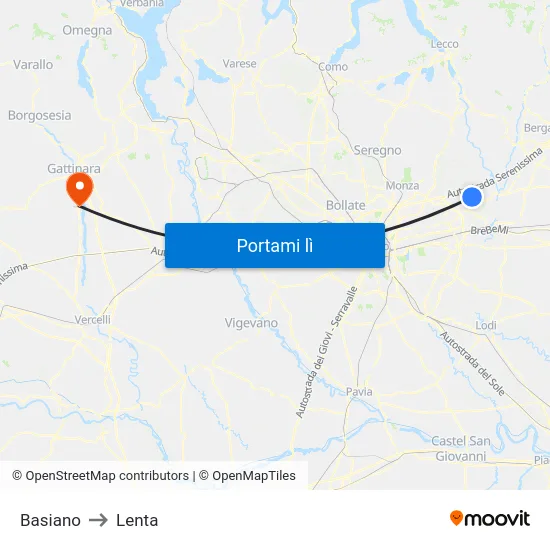 Basiano to Lenta map