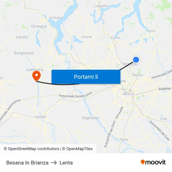 Besana In Brianza to Lenta map