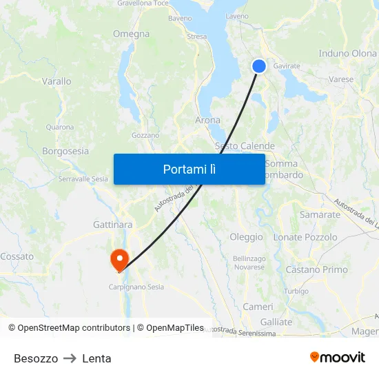 Besozzo to Lenta map