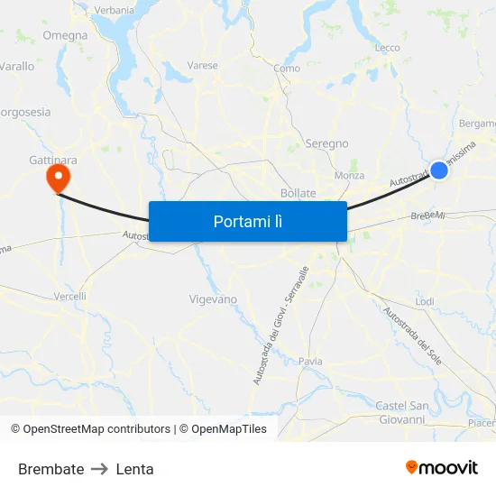 Brembate to Lenta map