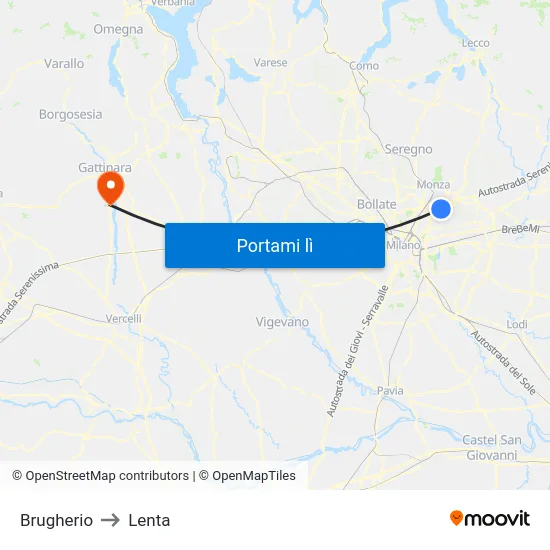 Brugherio to Lenta map