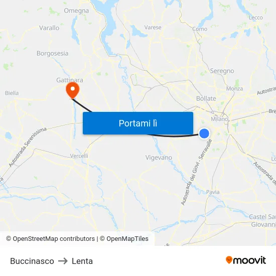 Buccinasco to Lenta map
