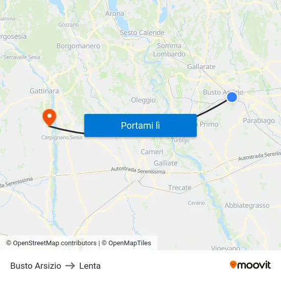 Busto Arsizio to Lenta map