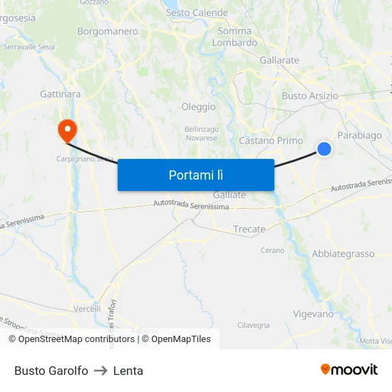 Busto Garolfo to Lenta map