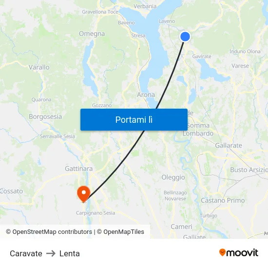 Caravate to Lenta map