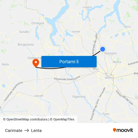 Carimate to Lenta map
