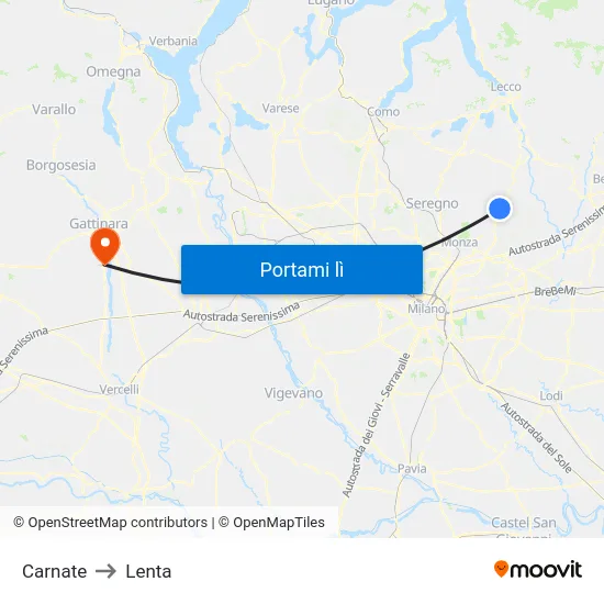 Carnate to Lenta map