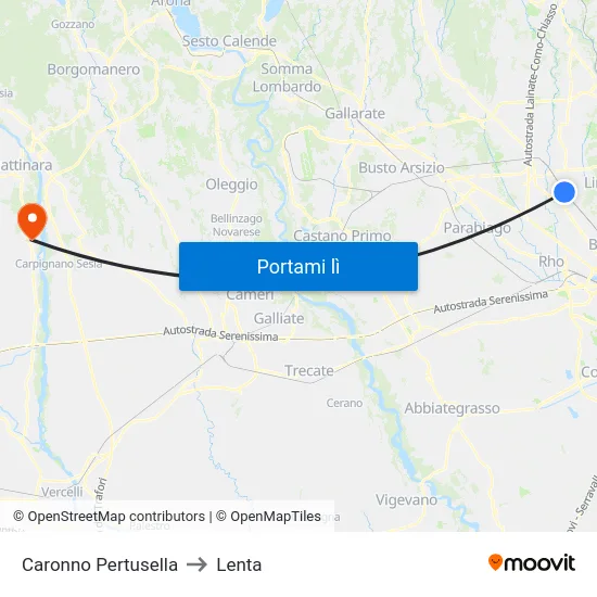 Caronno Pertusella to Lenta map