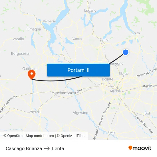Cassago Brianza to Lenta map