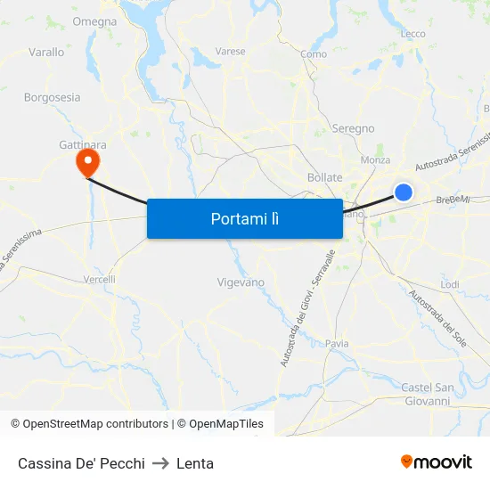 Cassina De' Pecchi to Lenta map